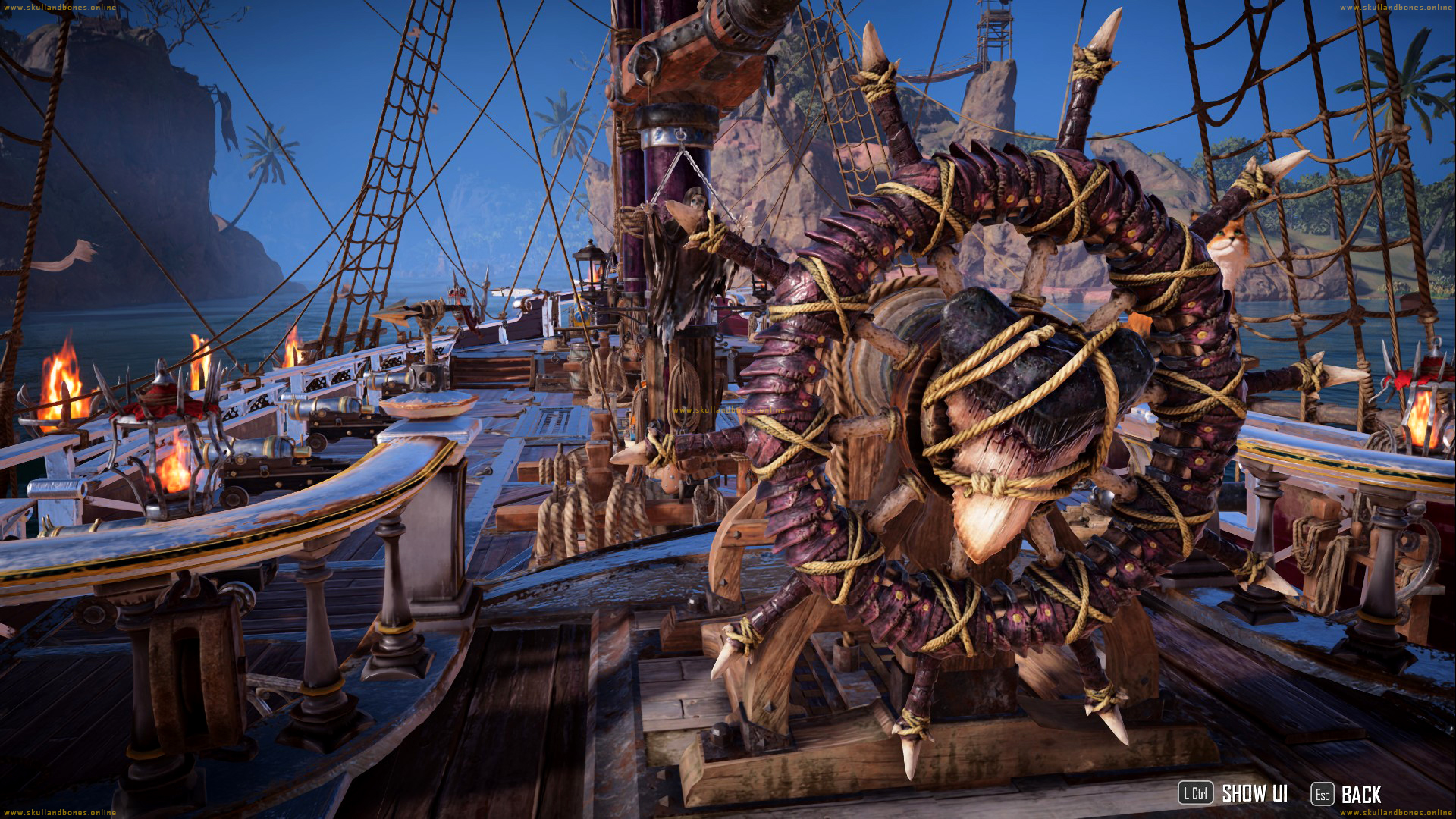 Skull and Bones - Ship Cosmetics - Ship Cosmetic Sets - Legend of Lestari Set - Wheel - Fangs Out