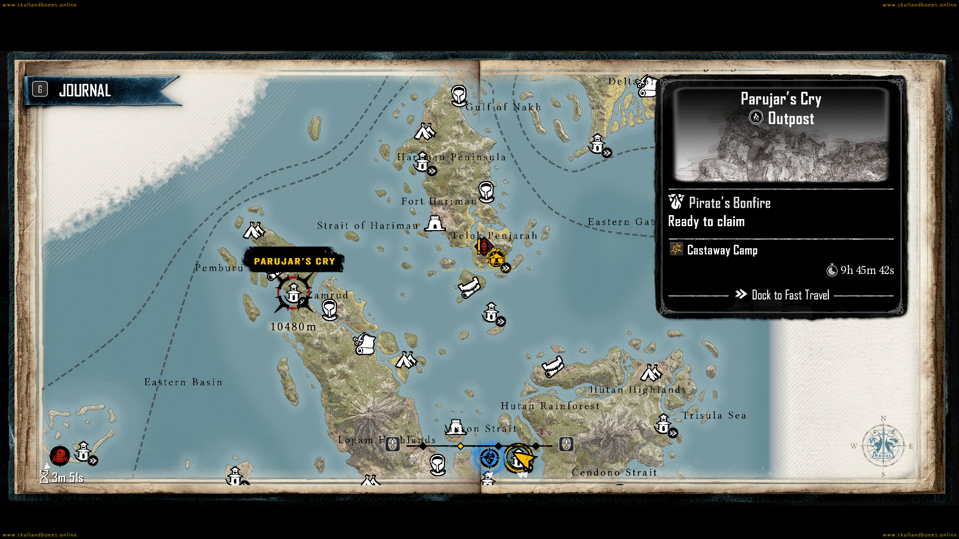 Skull and Bones - Outposts - Parujar's Cry Outpost Location