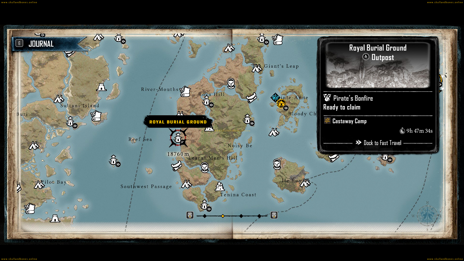 Skull and Bones - Outposts - Royal Burial Ground Outpost Location