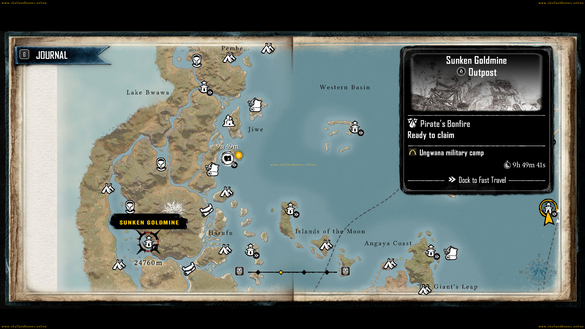 Skull and Bones - Outposts - Sunken Goldmine Outpost Location