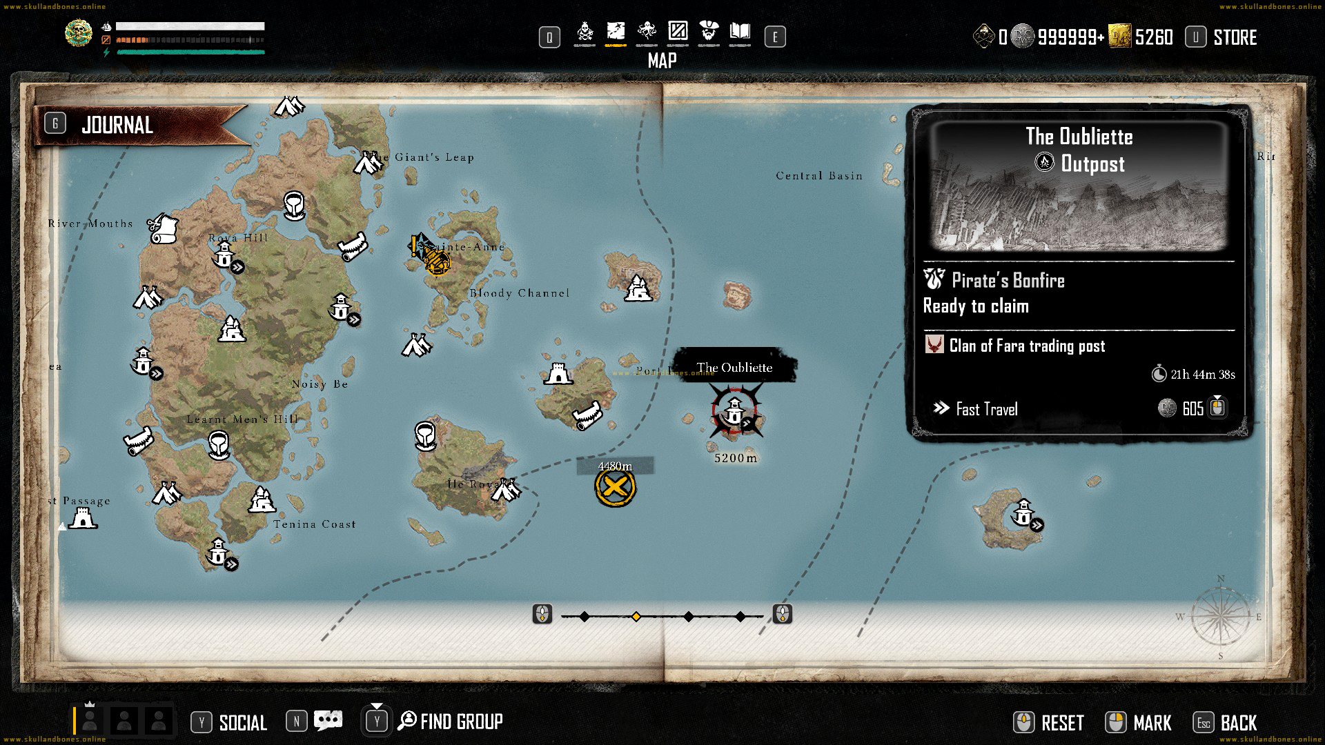 Skull and Bones - Outposts - South-West from The Obliette Outpost