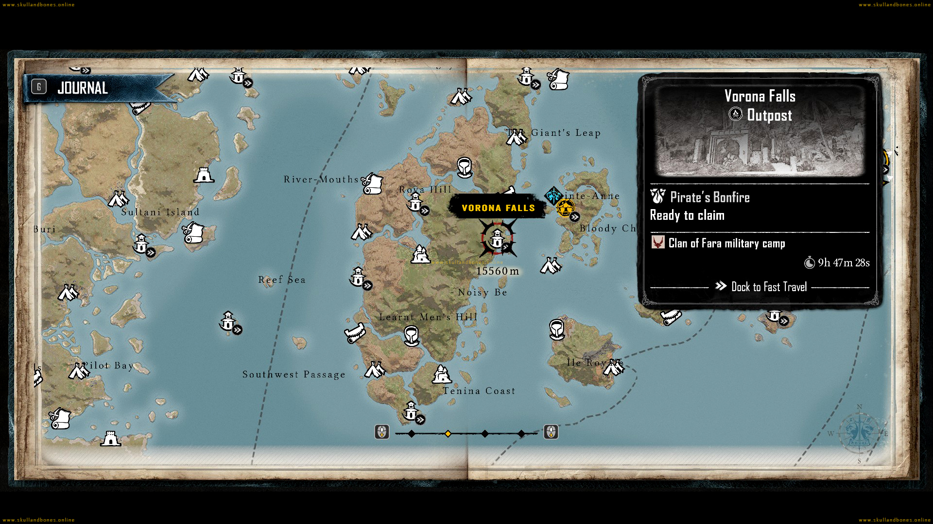Skull and Bones - Outposts - Vorona Falls Outpost Location