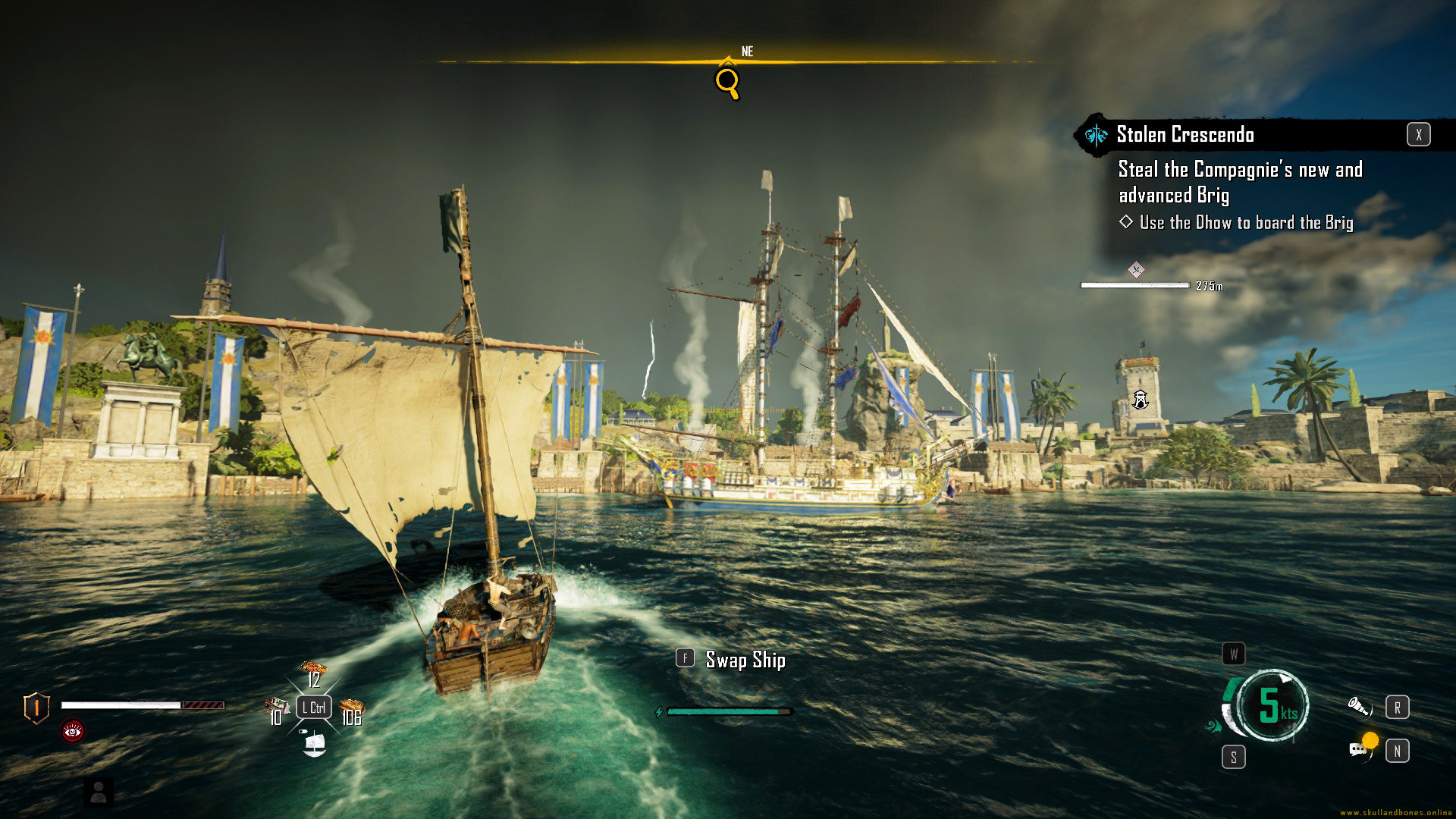 Skull and Bones – Quest – Stolen Crescendo - 5. Steal the Compagnie’s new and advanced Brig – swap ships