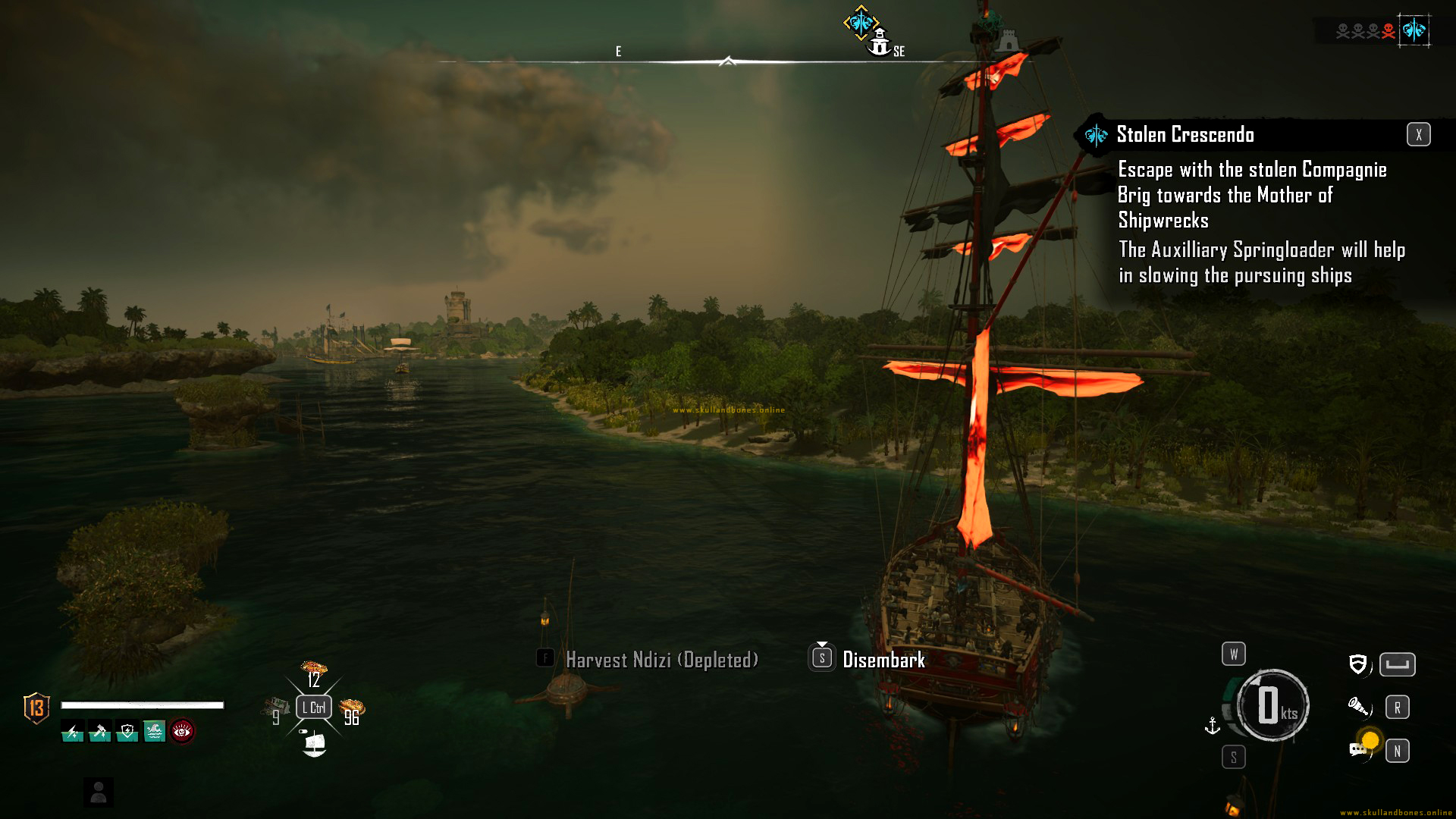 Skull and Bones – Quest – Stolen Crescendo - 7. Swap your Dhow to your main ship